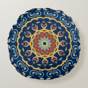 Oosters Waterverf Bloemen Mandala Tapijt Rond Kussen