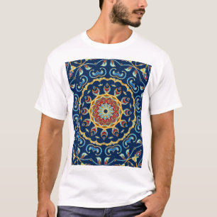 Oosters Waterverf Bloemen Mandala Tapijt T-shirt