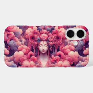 Oosterse abstracte dromerige Geisha roze wolken iPhone 16 Hoesje