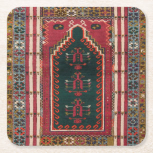 Oosterse Antieke Kilim Vloerkleed Vierkante Kartonnen Onderzetter