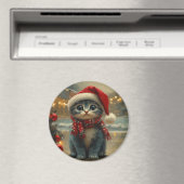 Oosterse Blauwe Kat Kerstmis Vintage Strand Magneet (Insitu (Vaatwasser))