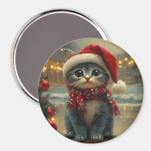 Oosterse Blauwe Kat Kerstmis Vintage Strand Magneet