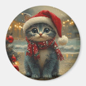 Oosterse Blauwe Kat Kerstmis Vintage Strand Magneet (Voorkant)