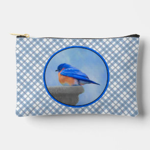 Oosterse Blauwvogel op Birdbath Originele Vogelkun Etui