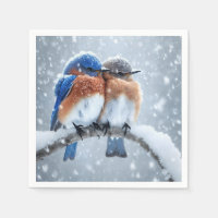 Oosterse blauwvogels in de sneeuw
