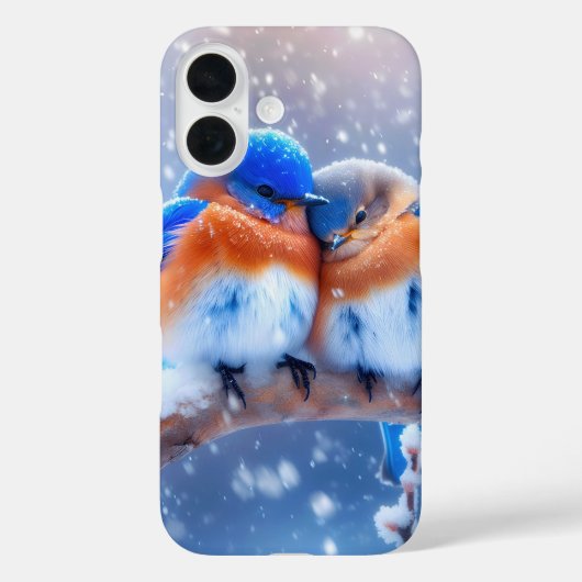 Oosterse Blauwvogels Snuggling op een besneeuwde t Case-Mate iPhone Case (Achterkant)