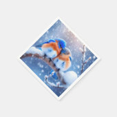 Oosterse Blauwvogels Snuggling op een besneeuwde t Servet (Hoek)