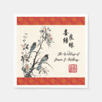 Oosterse bloem vogels Chinese bruiloft