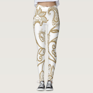 Oosterse bloemen: bloeien betegelde etnische. leggings