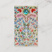 OOSTERSE BLOEMEN DAMASK MONOGRAM Blauw Roze Bloeme Visitekaartje (Achterkant)