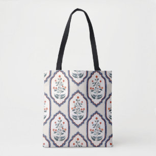 Oosterse bloementakken: Kalamkari Indisch. Draagtas