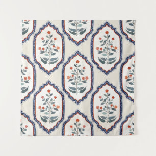 Oosterse bloementakken: Kalamkari Indisch. Wandkleed