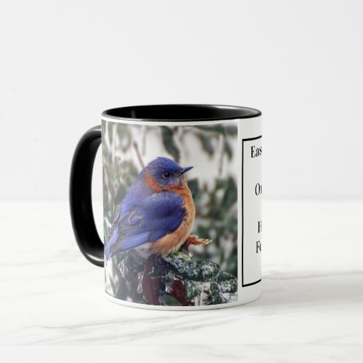 Oosterse Bluebird Coffee Mok met Identificatie (Voorkant links)