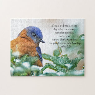 Oosterse Bluebird on Ice Covered Limb Puzzle Legpuzzel