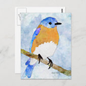 Oosterse Bluebird waterverf stijl briefkaarten (Voorkant / Achterkant)