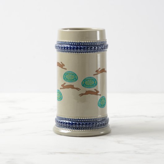 oosterse bunny en eitjes op wit bierpul (Center)