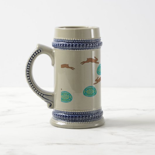 oosterse bunny en eitjes op wit bierpul (Links)