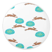 oosterse bunny en eitjes op wit keramische knop (Voorkant)