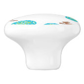 oosterse bunny en eitjes op wit keramische knop (Zijkant)