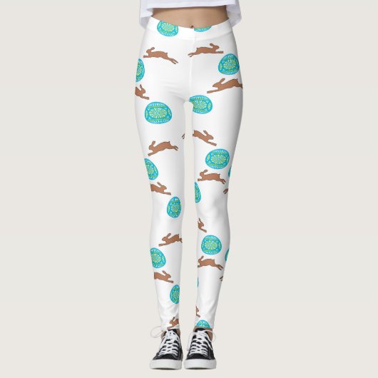 oosterse bunny en eitjes op wit leggings (Voorkant)