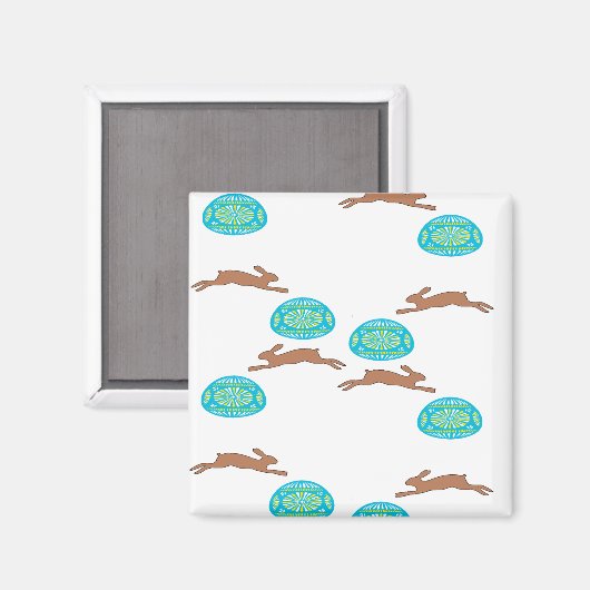 oosterse bunny en eitjes op wit magneet (Voorkant / Achterkant)