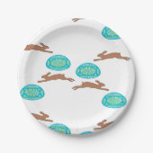 oosterse bunny en eitjes op wit papieren bordje (Voorkant)