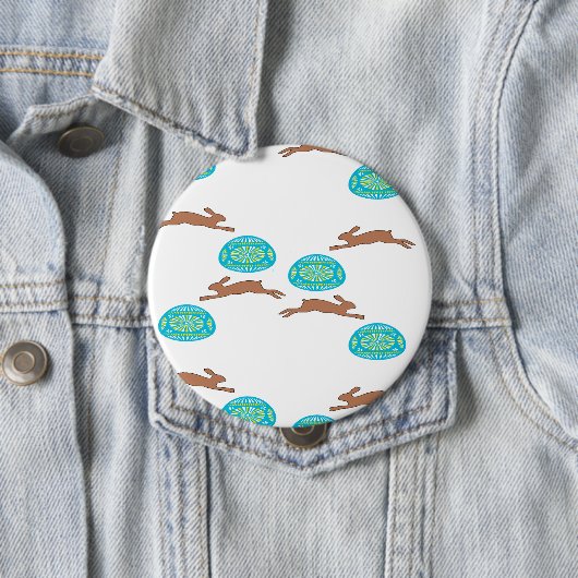 oosterse bunny en eitjes op wit ronde button 4,0 cm (In situ)