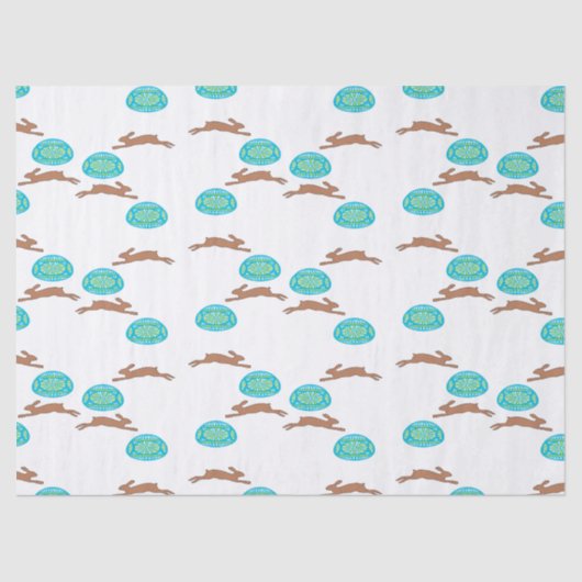 oosterse bunny en eitjes op wit tissuepapier (Voorkant)