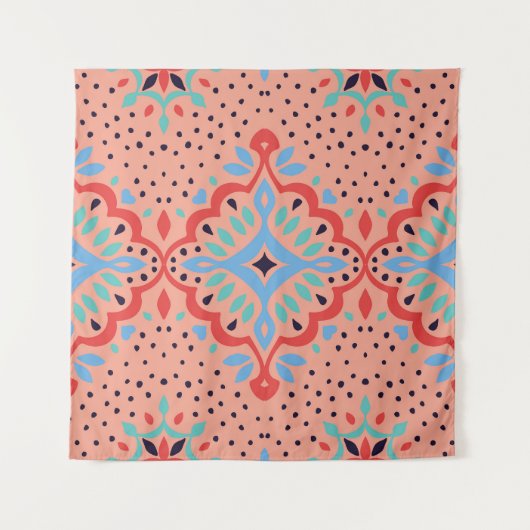 Oosterse damast, Talavera aardewerk patroon. Wandkleed (Voorkant)