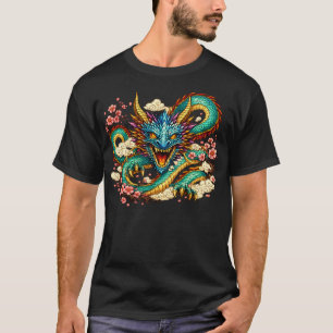 Oosterse Draak & Kersenbloesem Fantasie Kunst T-shirt