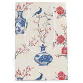 Oosterse elegantie: blauw porselein en bloesems medium cadeauzakje (Voorkant)