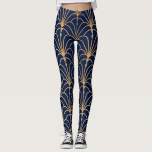 Oosterse Elegantie: Gouden Ventilatorpatroon Leggings