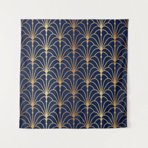 Oosterse Elegantie: Gouden Ventilatorpatroon Wandkleed