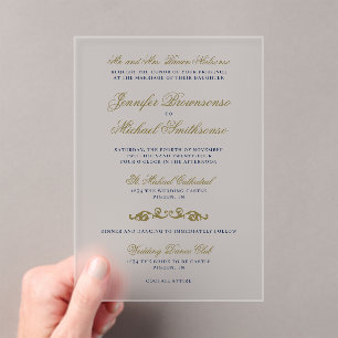 Oosterse Elegantie Trouw Uitnodiging Goud Navy Acryl Uitnodigingen