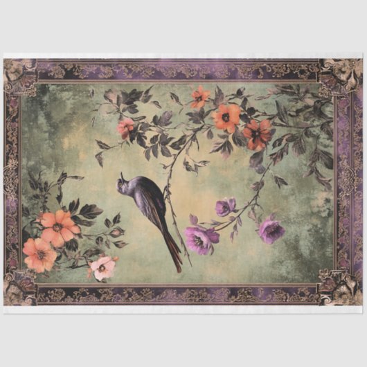 Oosterse esthetiek, Chinoiserie Bird & Floral Tissuepapier (Voorkant)