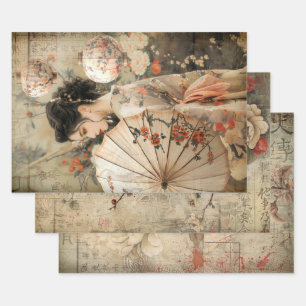 Oosterse Geisha esthetiek Zware gewicht Decoupage Inpakpapier Vel