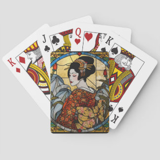 Oosterse Geisha Glas in Loodstijl Pokerkaarten