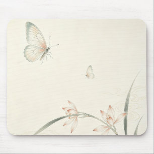 Oosterse Gongbi Orchidee Vlinder Minimal Muismat