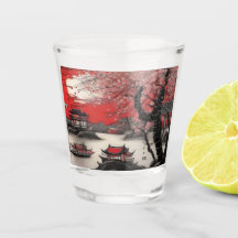 Oosterse Inktborstel Tekening Chinees landschap