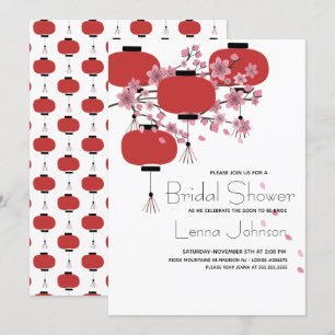 Oosterse Japanse Chinese Lamp Sakura Bruids- Kaart