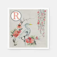 Oosterse kraan roze bloemen chinoiserie monogram