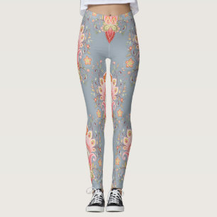 Oosterse Paisley Peacock Feather Achtergrond Leggings