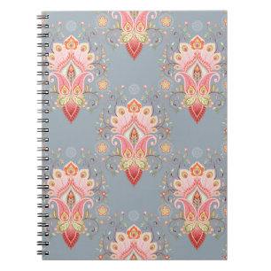 Oosterse Paisley Peacock Feather Achtergrond Notitieboek