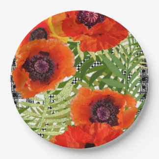 Oosterse Poppy Stijl Papieren Bordje