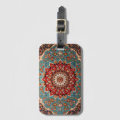 Oosterse Retro Perzische Patroon Rode Crème Blauw Bagagelabel (Voorkant (verticaal))