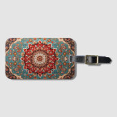 Oosterse Retro Perzische Patroon Rode Crème Blauw Bagagelabel (Voorkant (horizontaal))