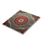 Oosterse Retro Perzische Patroon Rode Crème Blauw Tegeltje (Zijkant)