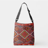 Oosterse rode Perzische Turkse tapijt Crossbody Tas (Voorkant)