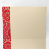 OOSTERSE Rood Gouden Patroon - Uitnodigingskaart Drieluik Uitnodiging (Binnenzijde eerst)