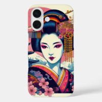 Oosterse schoonheid Geisha Maiko roze sakura bloem